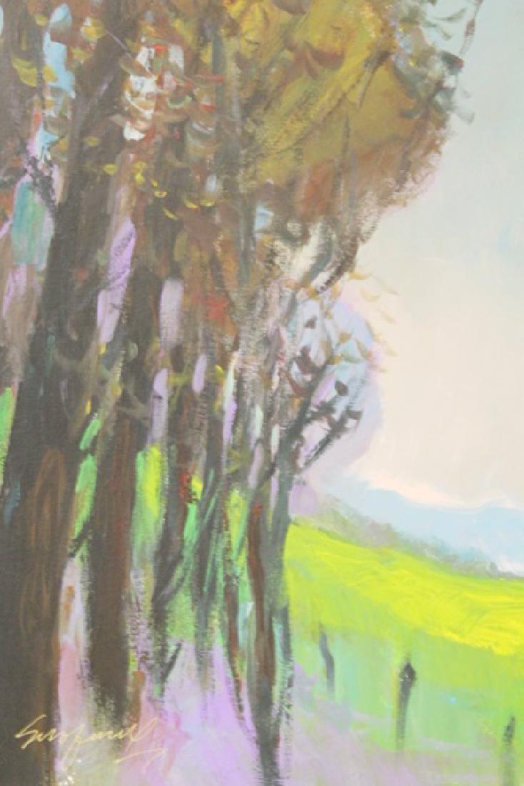 " AS FAR AS I CAN SEE" BY MICHAEL SCHOFIELD- GOLD: ORIGINAL OIL ON CANVAS. Schofield was born in Florida 1947, but his family moved to California that same year. He began to paint and study watercolor in high school. Like most teenage boys, he was at