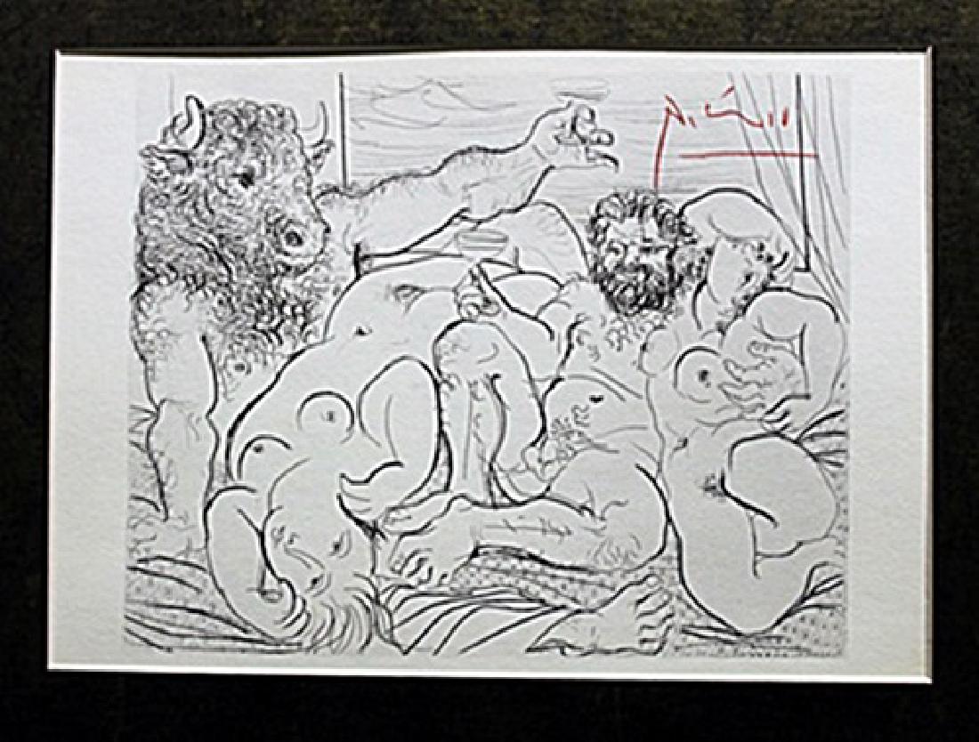 Signed Pablo Picasso: Authentic Pablo Picasso on paper bearing a signature. Unframed dimension approx 14 x 11.
