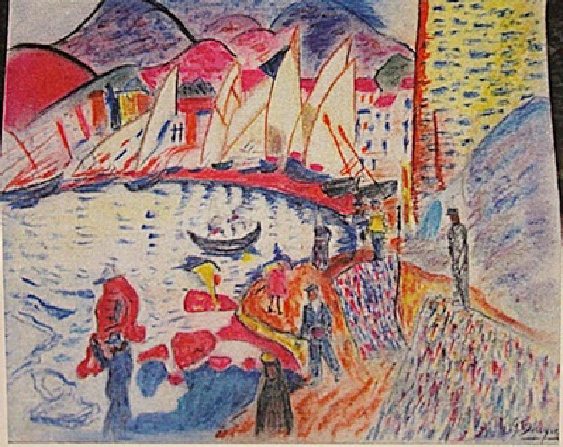 Georges Braque - Fishing Boats: In the Manner of in the manner of Georges Braque "Fishing Boats" pastel on paper circa.1935, private collection Approx.15x12in. in the manner of Georges Braque was at the forefront of the revolutionar
