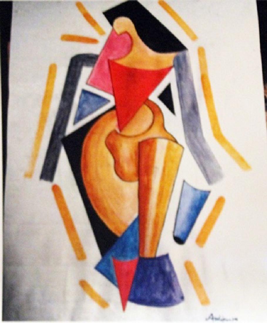 Alexander Archipenko Watercolor - Woman: Watercolor on paper attributed to Alexander Archipenko, "Woman", circa 1933, private collection, unframed dimensions are approximately 19x13. in the manner of Alexander Archipenko, (born May 30, 1887,