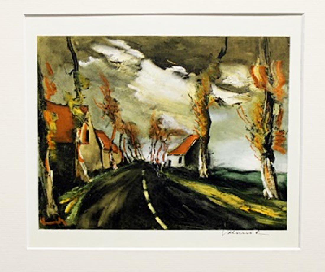 The Mortagne Road - Maurice De Vlaminck - Lithograph: Lithograph by Maurice De Vlaminck. Maurice de Vlaminck was a French painter. Along with André Derain and Henri Matisse he is considered one of the principal figures in the Fauve movement, a group of
