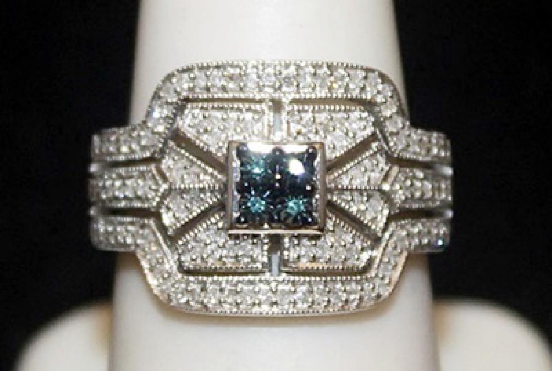 Beautiful Silver Ring with Lab Alexandrite & Diamonds: Beautiful Silver Ring with Lab Alexandrite & Diamonds (147I) twt approx. 2cts VS1 color G.