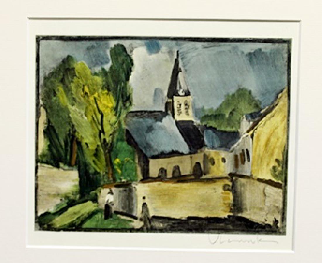 Church At Bougival - Maurice De Vlaminck - Lithograph: Lithograph by Maurice De Vlaminck. Maurice de Vlaminck was a French painter. Along with André Derain and Henri Matisse he is considered one of the principal figures in the Fauve movement, a group of