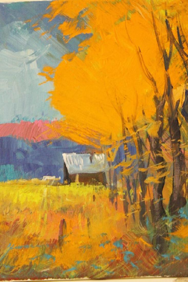 " COTTAGE SURROUNDED BY GOLD" BY MICHAEL SCHOFIELD: ORIGINAL OIL ON CANVAS. Schofield was born in Florida 1947, but his family moved to California that same year. He began to paint and study watercolor in high school. Like most teenage boys, he was at