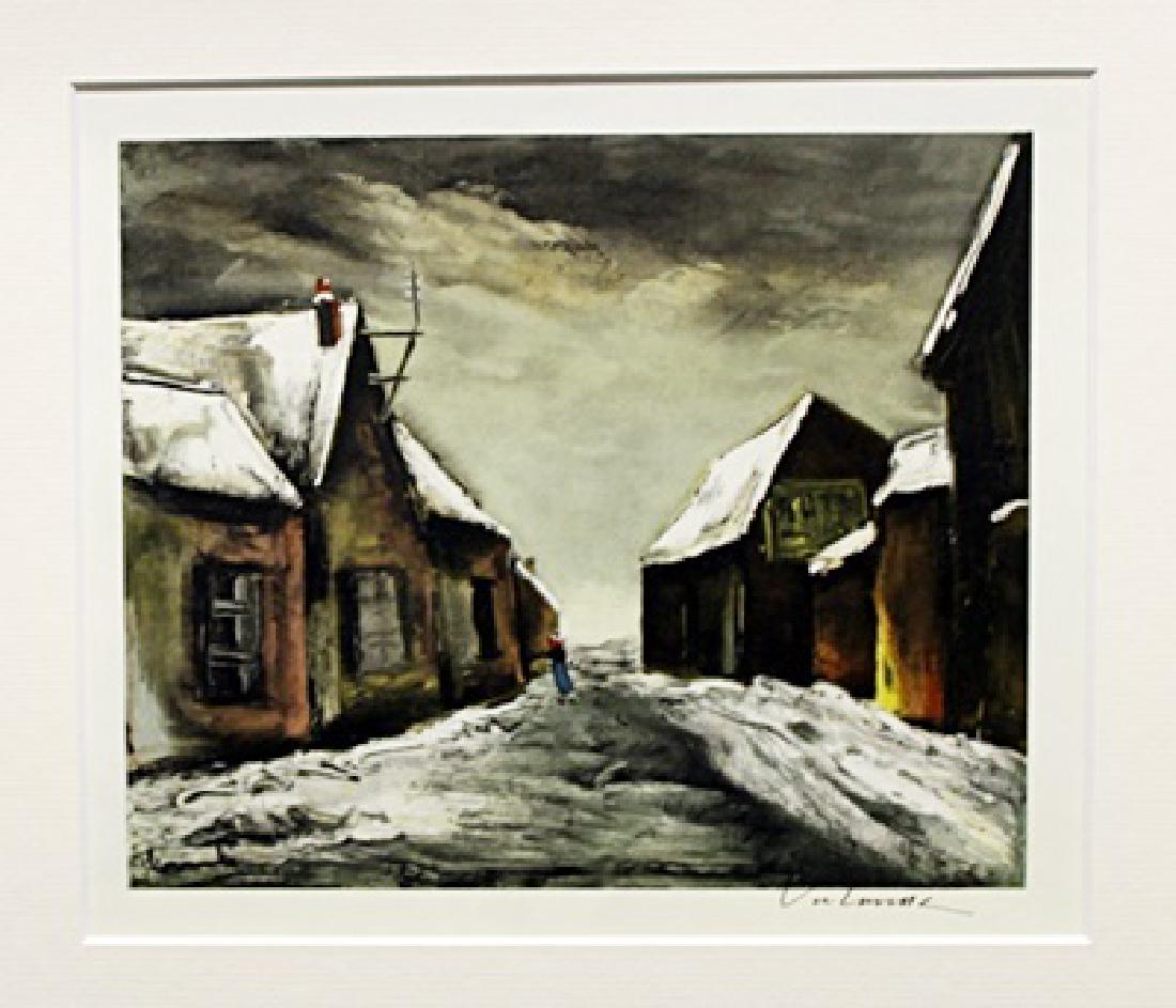 Allainville Under Snow - Maurice De Vlaminck -: Lithograph by Maurice De Vlaminck. Maurice de Vlaminck was a French painter. Along with André Derain and Henri Matisse he is considered one of the principal figures in the Fauve movement, a group of