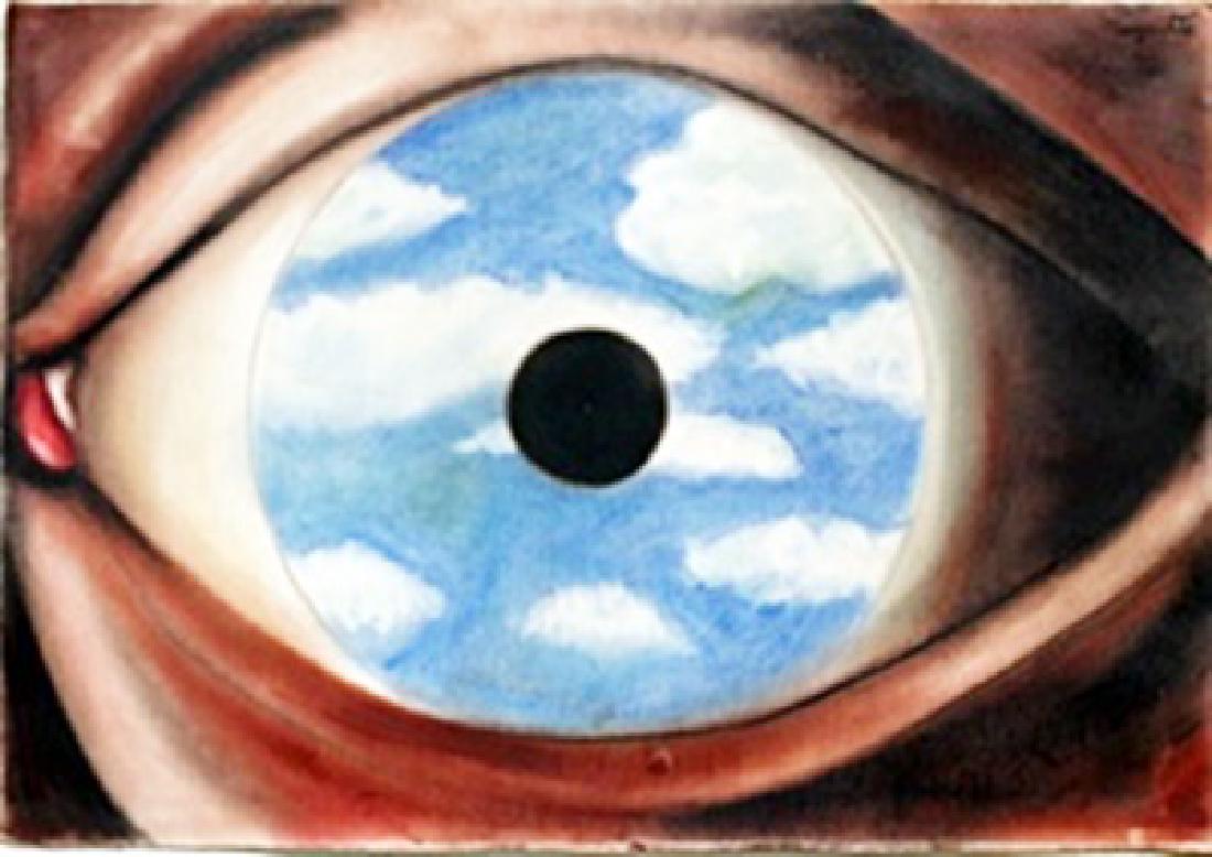 The Eyes of the Soul - Pastel Drawing - Rene Magritte: Pastel Drawing on Paper, bearing the signature, in the manner of Rene Magritte, Size Approx. 20 x 13 1/2 Inches