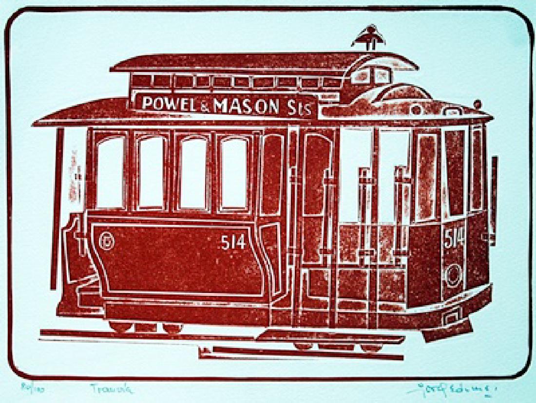 Hand Signed Color Etching, Entitled: "Powel & Mason: Authentic Lithograph , Numbered, Bearing an Interpretive Hand Pencil Signature of the Artist, Approx. 11 1/2" " x 14 1/2" In.