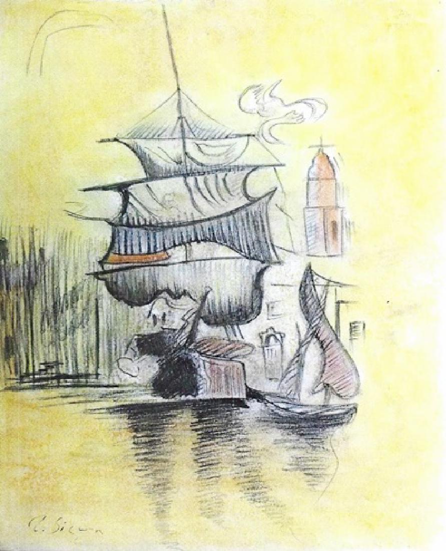 Paul Signac - Pastel On Paper: Pastel on paper, Paul Signac approx. 20x14 in. Paul Victor Jules Signac was a French Neo-Impressionist painter who, working with Georges Seurat, helped develop the Pointillist style.