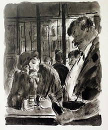 Drinks at the bar - Lithograph -  Lamb