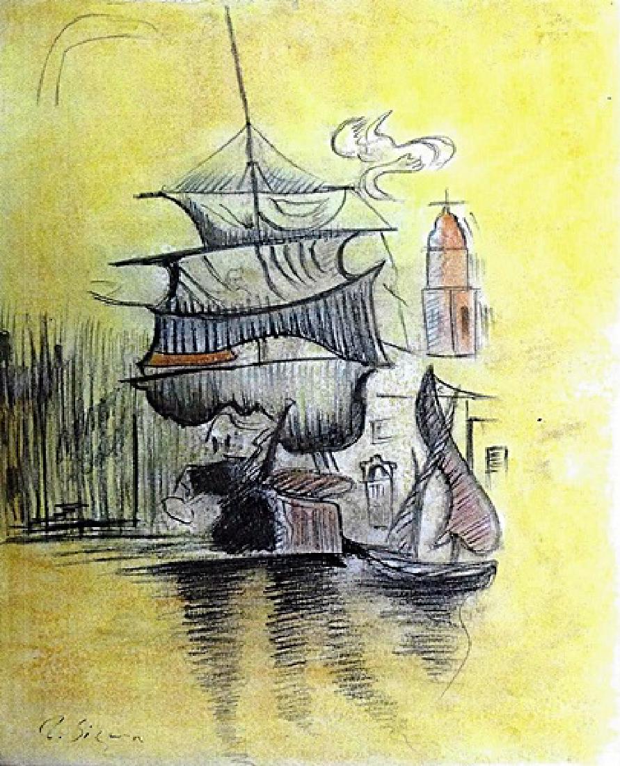 Paul Signac - Pastel On Paper: Pastel on paper, Paul Signac approx. 20x14 in. Paul Victor Jules Signac was a French Neo-Impressionist painter who, working with Georges Seurat, helped develop the Pointillist style.
