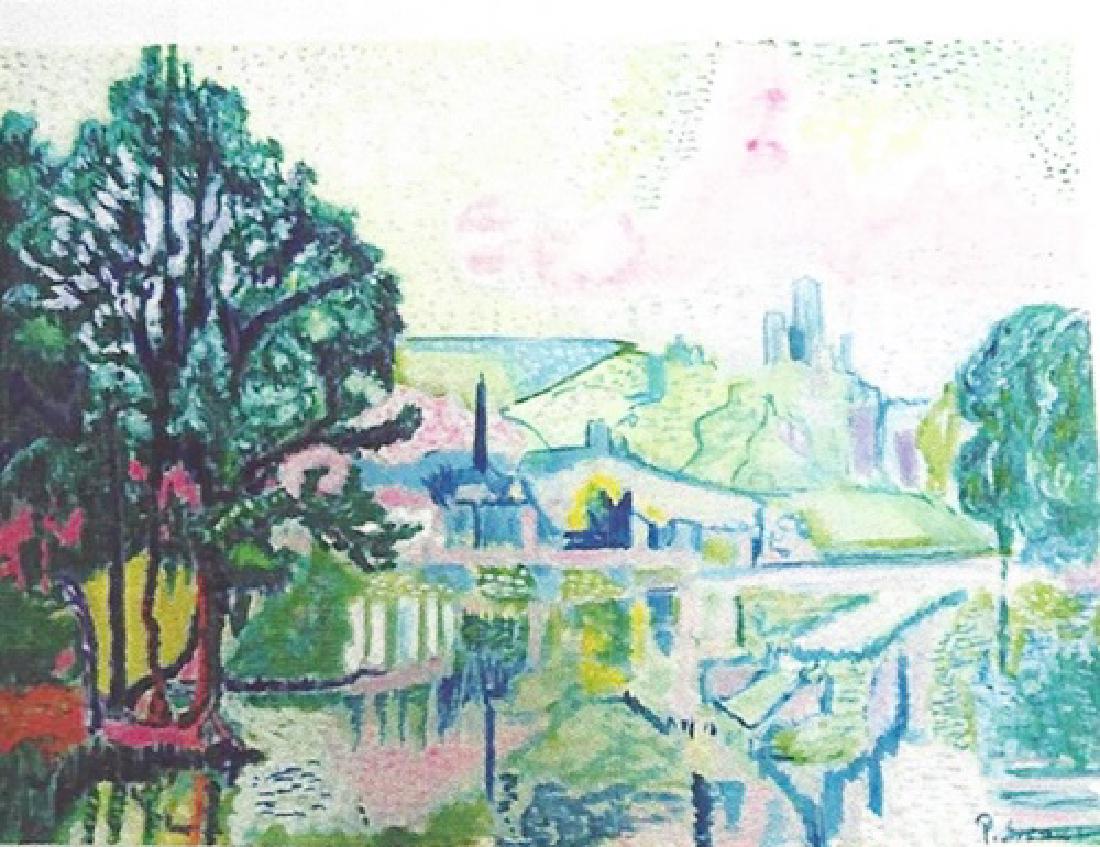 The River Siene - In the style of Pierre Seurat -: Watercolor on paper in the style of Pierre Seurat approx. 11x8 in. Georges-Pierre Seurat was a French post-Impressionist painter and draftsman. He is noted for his innovative use of drawing media and
