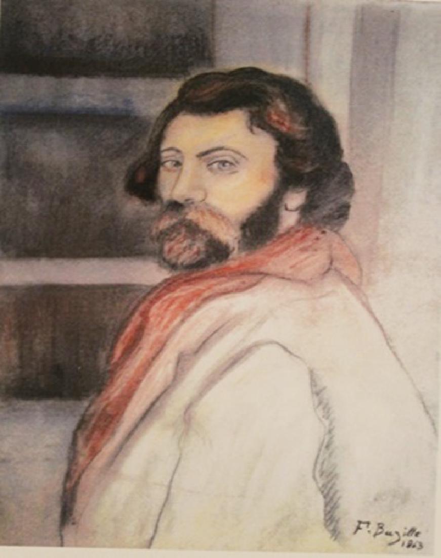 In the style of Frederic Bazille - Self Portrait: In the style of Frederic Bazille "Self Portrait" Pastel on paper circa. 1863, private collection Approx. 19x13in. In the style of Frederic Bazille was a French painter who helped found the Impressioni