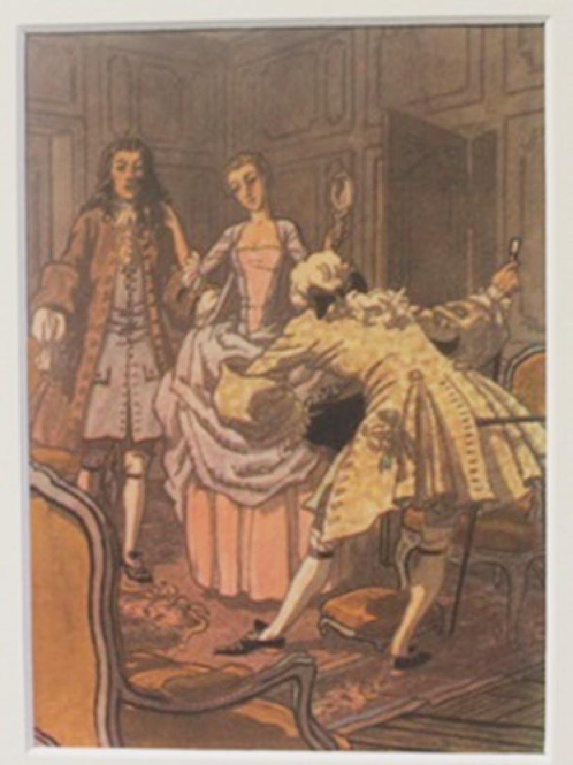 Meeting a Couple - Lithograph - In the style of: Lithograph, in the style of the artist. approx. unframed size 6x5 .