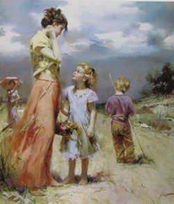 "Remember When" Giclee on Canvas by Pino: Giclee on Canvas, bearing a Plate Signature of the artist, Size Approx. 34" x 36" in.