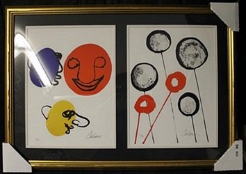 Lithographs 2-in-1 by Alexander Calder: Lithographs 2-in-1 by Alexander Calder, Limited Edition, Signed by the Artist, Size Approx 21 x 30 In.