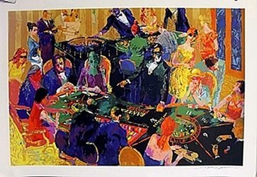 "The Players Table" after LeRoy Neiman: Lithograph bearing a signature of the artist, Size Approx. 17" x 22" In.