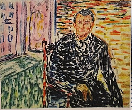 Edvard Munch -Self Portrait: Attributed to Edvard Munch "Self Portrait" pastel on paper circa. 1899, private collection approx. 11x9in. Edvard Munch was a prolific yet perpetually troubled artist preoccupied with matters of human