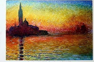 "San Giorgio Maggiore by Twilight" by Claude Monet: Fine Art Print, "San Giorgio, Maggiore by Twilight, Circa 1908" by Claude Monet, Size Approx. 16" x 23" in.