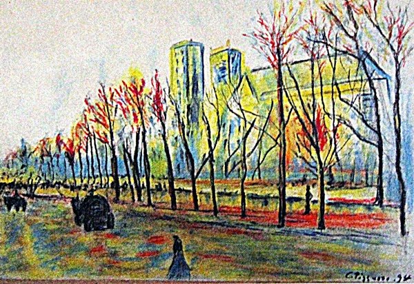 Camille Pissarro - Entrance to the Village: Pastel on paper Camille Pissarro "Entrance to the Village" circa 1894, signed private collection, unframed dimensions approximately 20x14. Camille Pissarro (French: [kamij pisa?o]; 10 July 1830 – 13