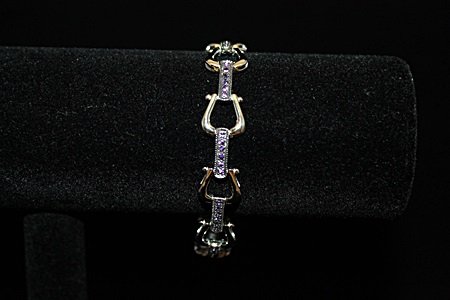 Fine Amethyst Silver Bracelet: Fine Amethyst Silver Bracelet, size approx. 7in.