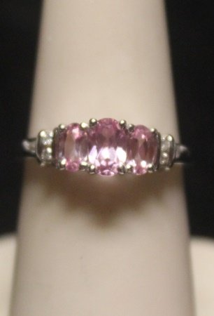 Fancy 14 kt Pink Sapphire Ring: Fancy 14 kt Pink Sapphire Ring. 14 kt White Gold and Sapphire twt approx. 2 cts.