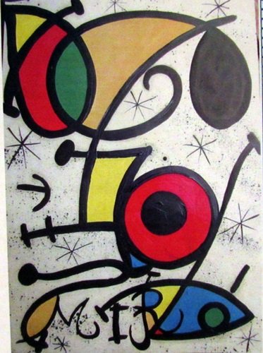 Joan Miro - The Boy 1950 Oil: Oil on paper Joan Miro "The Boy", circa 1950, private collection, unframed dimensions approximately 12x17.
