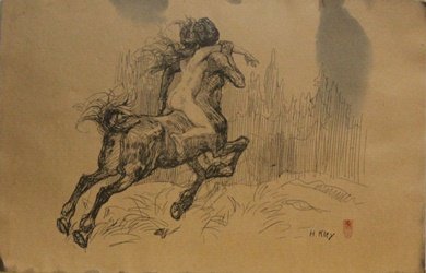 Museum Lithograph after Heinrich Kley: Museum Lithograph; Bearing a Museum Stamp(s); Size Approx. 17" x 11" In. Printed in the late 1800's to early 1900's. One of the remaining images left from a flood that destroyed the Museum in 1904. Li