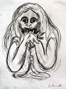 Madona - Drawing on Paper - Edvard Munch: Drawing on Paper, Hand Signed, Approximate size: 12 x 8 1/2 Inches.
