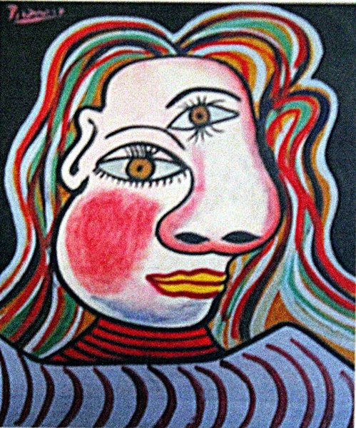 Pablo Picasso - Womans Head: Oil on paper Pablo Picasso "Womans Head", circa 1949, signed private collection, unframed dimensions approximately 12x17. Pablo Ruiz y Picasso, also known as Pablo Picasso (/p??k??so?, -?kso?/;[2] Spa