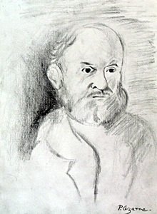 Self Portrait - Drawing on Paper - Paul Cezanne: Drawing on Paper, Hand Signed, Appoximate Size: 12 x 8 1/2 Inches.