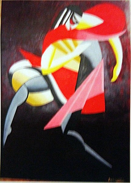 Alexander Archipenko Oil on Paper - The Lovers: Oil on paper after Alexander Archipenko, "The Lovers", circa 1945, private collection, unframed dimensions are approximately 11 1/4 x 15 3/8. Alexander Archipenko, (born May 30, 1887, Kiev, Ukraine [t