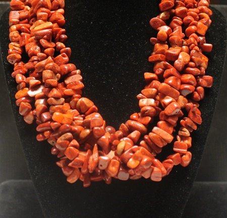 Gorgeous Five Strands Coral Necklace: Gorgeous Five Strands Coral Necklace. Corals twt approx. 3500 cts, Sterling Silver clasp and size approx. 20 in.
