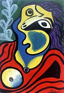 Le Modele 1967' - Oil on Paper - Pablo Picasso: Oil Painting on Paper, bearing the signature, in the manner of Picasso. Approximate Size: 17 x 12 Inches