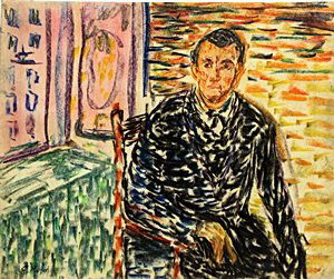 SelfPortrait - Edvard Munch: Pastel Drawing on Paper in the manner of Edvard Munch, bearing the signature , Size Approx. 11 x 9 In