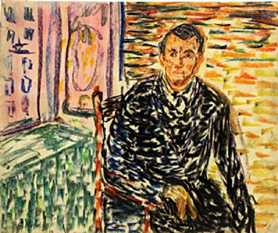 SelfPortrait - Edvard Munch: Pastel Drawing on Paper in the manner of Edvard Munch, bearing the signature , Size Approx. 11 x 9 In