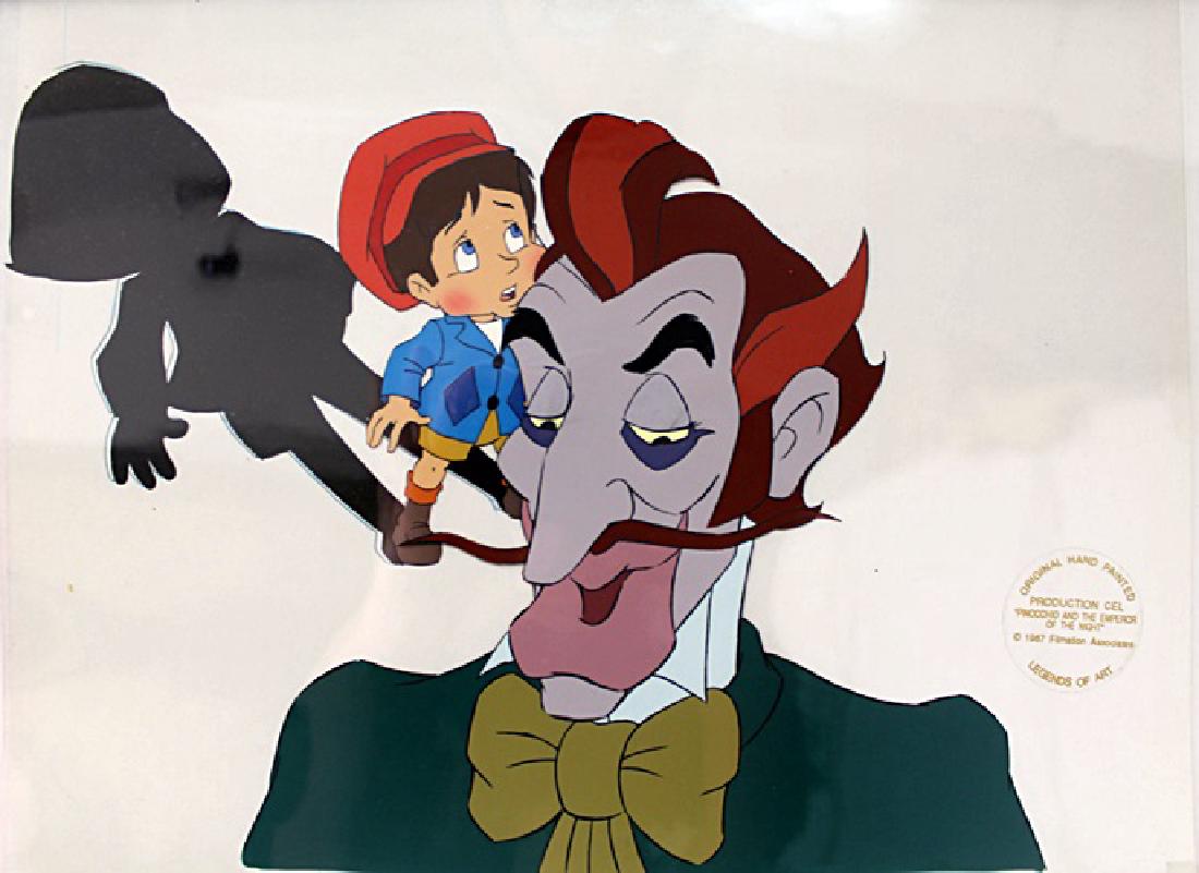 Hand Painted Production Cel: Mi" x ed Media, Hand Painted Production Cel from "Pinocchio and the Emperor of the Night", Approx. 11" " x 17" In.