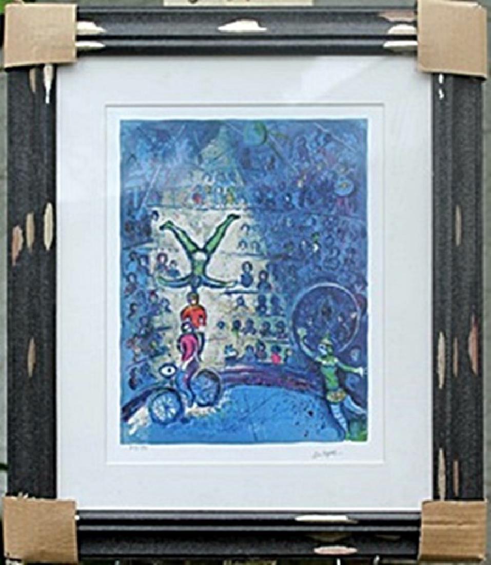 "Le Cirque VII" Marc Chagall: Framed, Limited Edition, authentic lithograph , signed, Approximately 19 1/2" x 16 3/4" In.