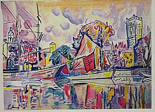 Paul Signac - La Rochelle: In the manner of Paul Signac "La Rochelle" watercolor on paper circa. 1911, private collection approx. 11x8in. Signac was a French Neo-Impressionist painter who, working with Georges Seurat, helped de