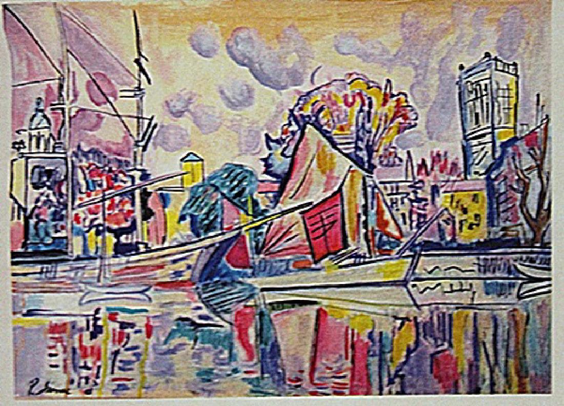 Paul Signac - La Rochelle: In the manner of Paul Signac "La Rochelle" watercolor on paper circa. 1911, private collection approx. 11x8in. Signac was a French Neo-Impressionist painter who, working with Georges Seurat, helped de