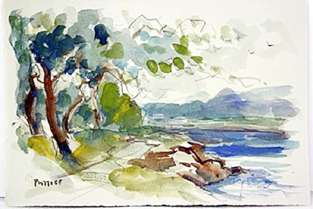 Watercolor on paper: After Ken Potter Watercolor on Paper ," The Path". Comes unframed; framing available at an additional cost, .