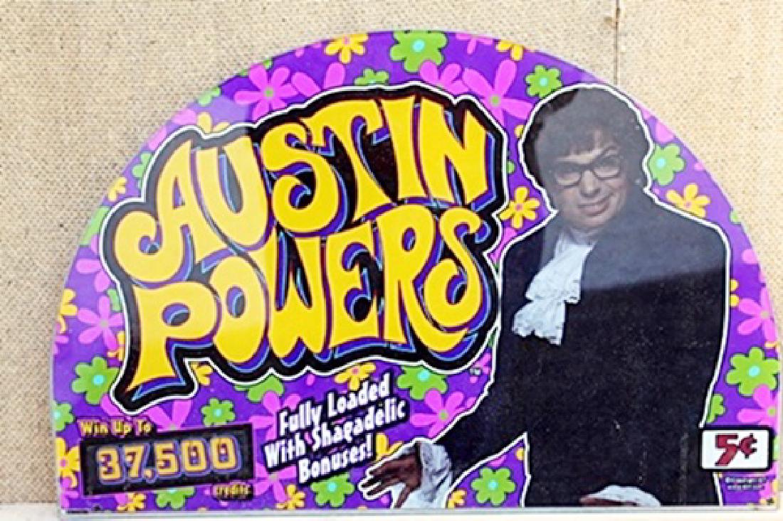 Vintage Collectible Casino Slot Machine Glass "Austin: Vintage Collectible Casino Slot Machine Glass "Austin Powers" 20 x 14 in. (N)