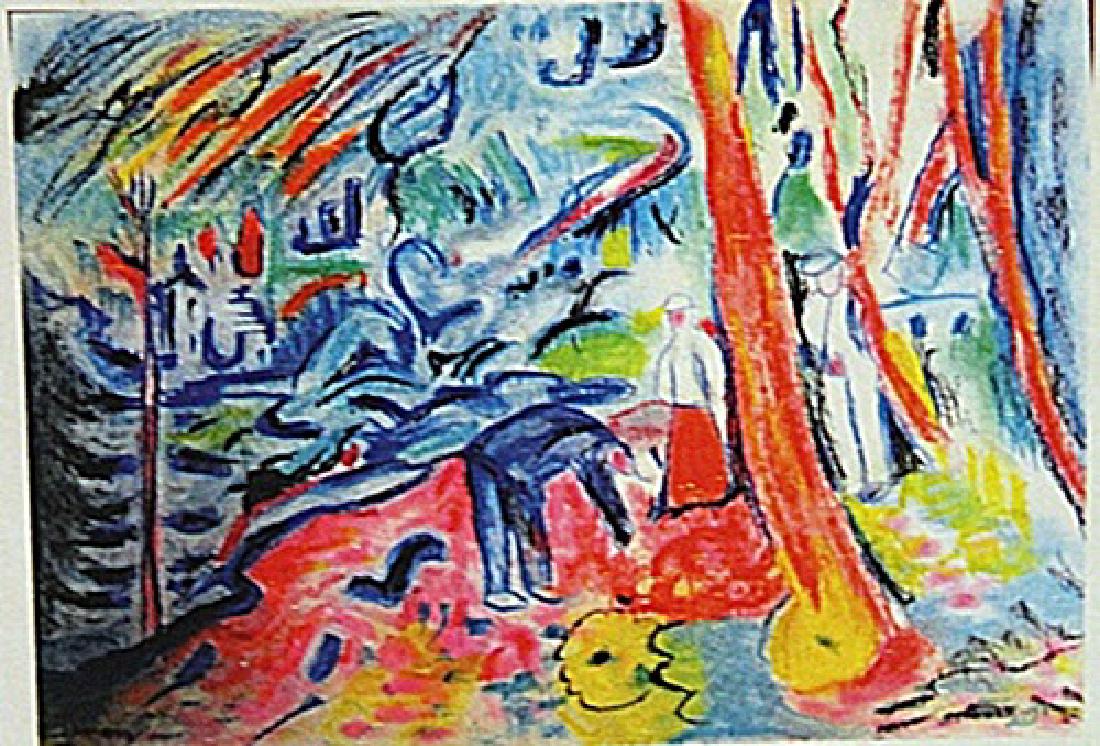 Andre Derain - The Turning Road L'Estaque: Pastel on paper in the manner of Andre Derain "The Turning Road L'Estaque" circa 1910, private collection, unframed dimensions approximately 20x14. André Derain was a French artist, painter, sculptor