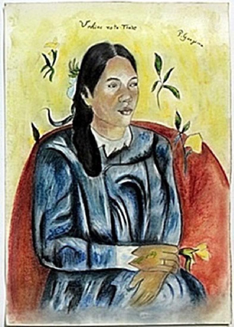 Pastel on Paper by Paul Gauguin: Pastel Drawing on Paper, Hand Signed, Size Approx. 20" x 14" in.