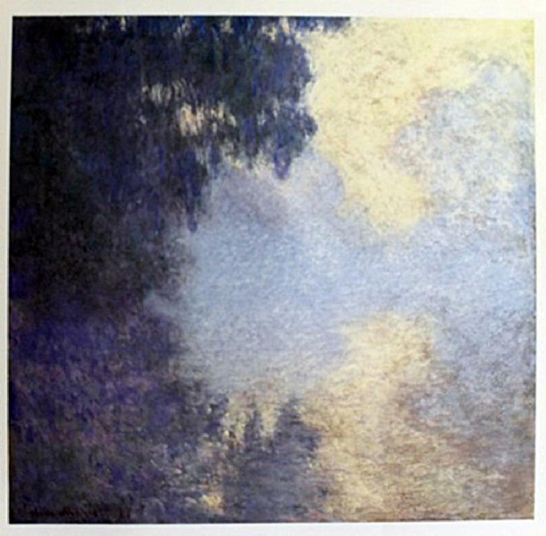 Lithograph "Morning on the Seine, Near Giverny" By: Lithograph "Morning on the Seine, Near Giverny" By Claude Monet, Size Approx. 12 x 10 In. Oscar-Claude Monet (14 November 1840 – 5 December 1926) was a founder of French Impressionist painting