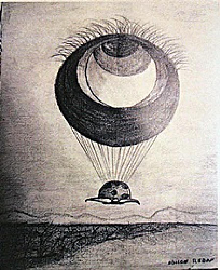 Odilon Redon - The Eye: In the manner of Odilon Redon "The Eye" drawing on paper circa. 1899, private collection approx. 12x9in. Known for his unique blend of artistic naturalism and symbolic subject matter, In the manner of