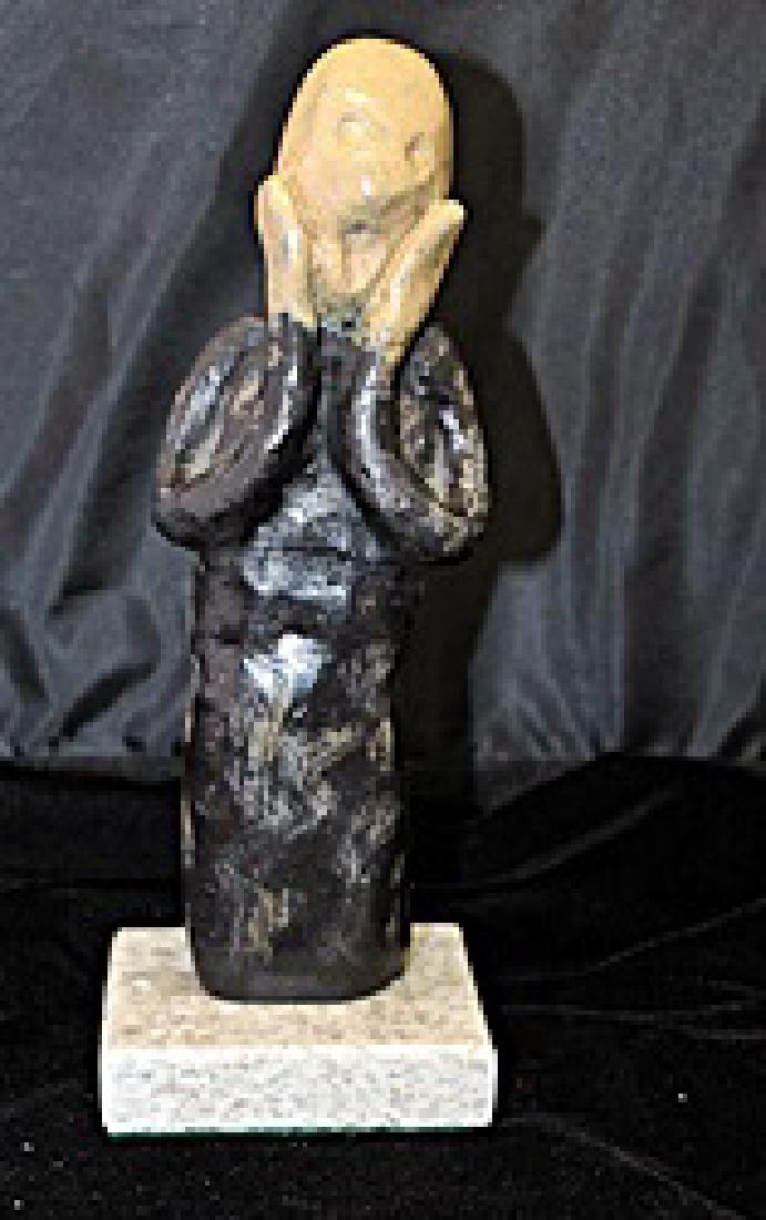 Signed Limited Edition Bronze Munch: Old recast patina bronze sculpture Edvard Munch, bearing a signature in a limited edition. Dimensions approx 13 x 7 x 5.
