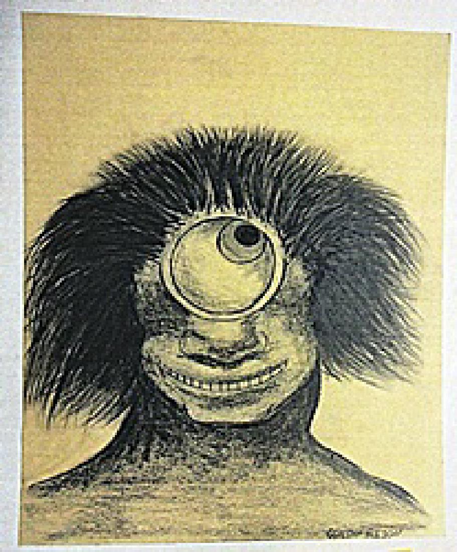 Odilon Redon - Untitled: In the manner of Odilon Redon "Untitled" drawing on paper circa. 1890, private collection approx. 13x10in. Known for his unique blend of artistic naturalism and symbolic subject matter, In the manner