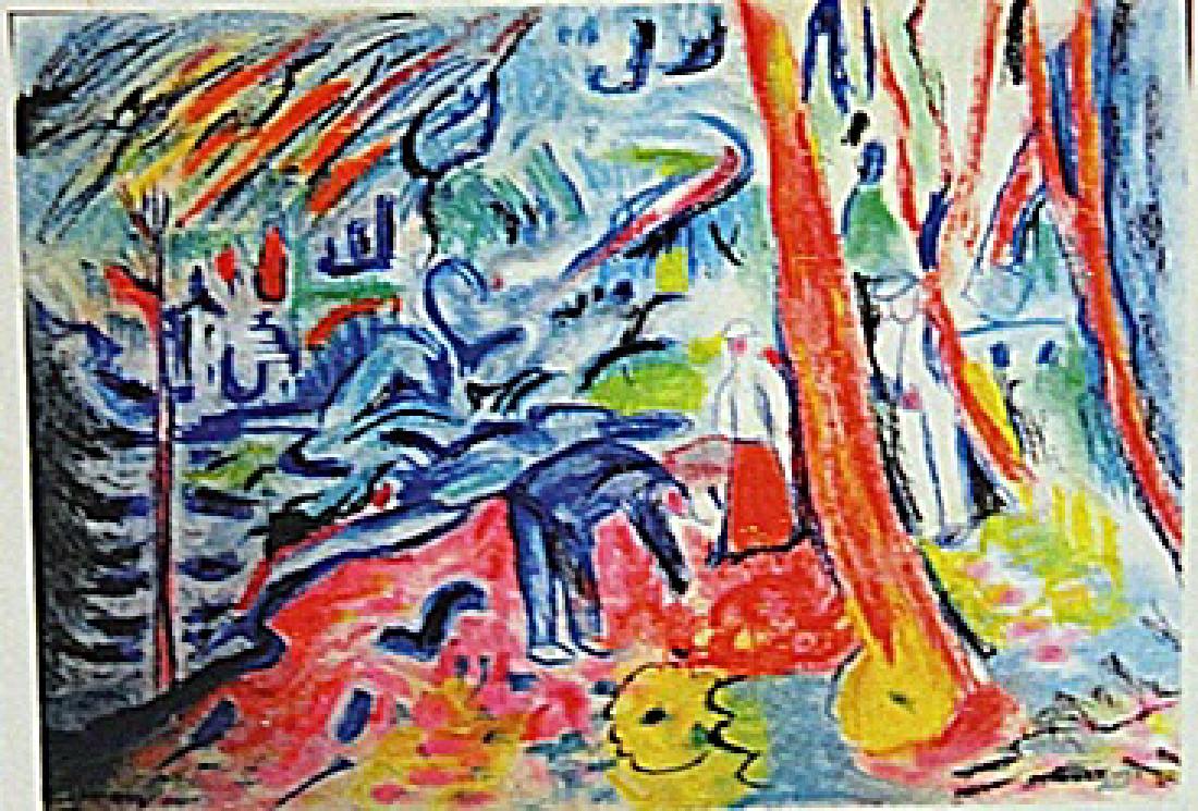 Andre Derain - The Turning Road L'Estaque: Pastel on paper in the manner of Andre Derain "The Turning Road L'Estaque" circa 1910, private collection, unframed dimensions approximately 20x14. André Derain was a French artist, painter, sculptor