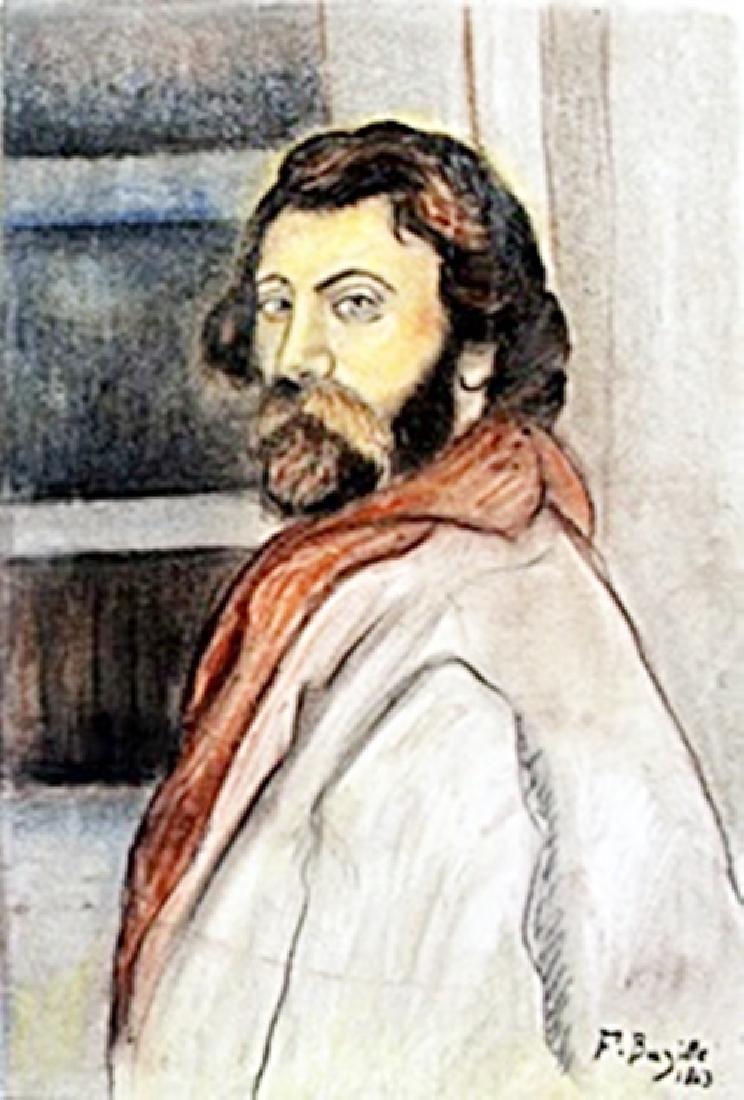 Self Portrait Pastel Frederic Bazille: bearing the signature and Dated, Pastel Drawing on Paper, in the manner of Frederic Bazille, Size Approx. 19 x 13 inches