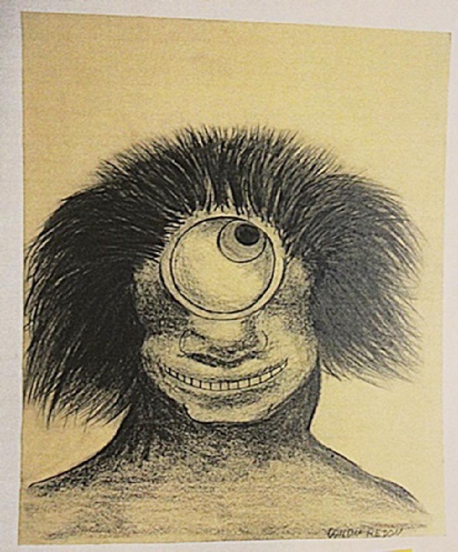 Odilon Redon - Untitled: In the manner of Odilon Redon "Untitled" drawing on paper circa. 1890, private collection approx. 13x10in. Known for his unique blend of artistic naturalism and symbolic subject matter, In the manner